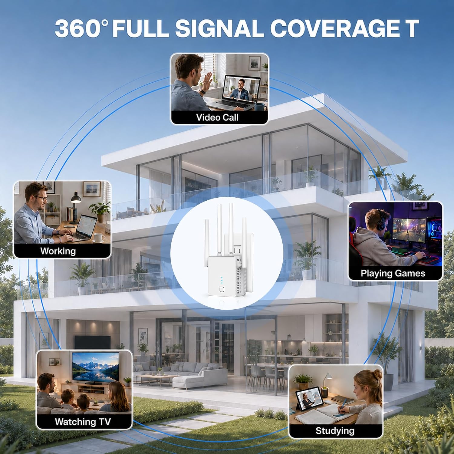 New WiFi Extender, 2026 WiFi Booster 1200Mbps Dual Band (5.8GHz/2.4GHz), WiFi Extender Signal Booster for Home with Ethernet Port Covers up to 19999sq.ft and 125+ Devices(Pure White) - Image 3