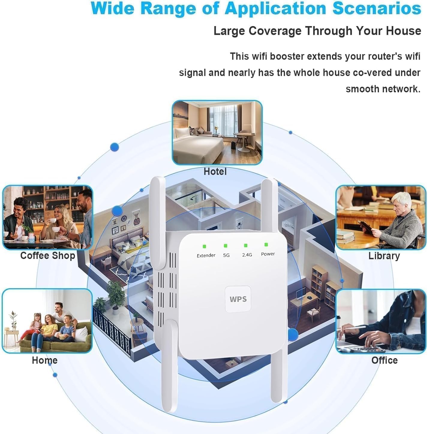 WiFi Extender Signal Booster for Home WiFi Booster 1200Mbps | Dual Band 5GHz & 2.4GHz Covers Up to 2150 Sq.Ft & 35 Devices, Ethernet Port with Four Antennas - Image 5