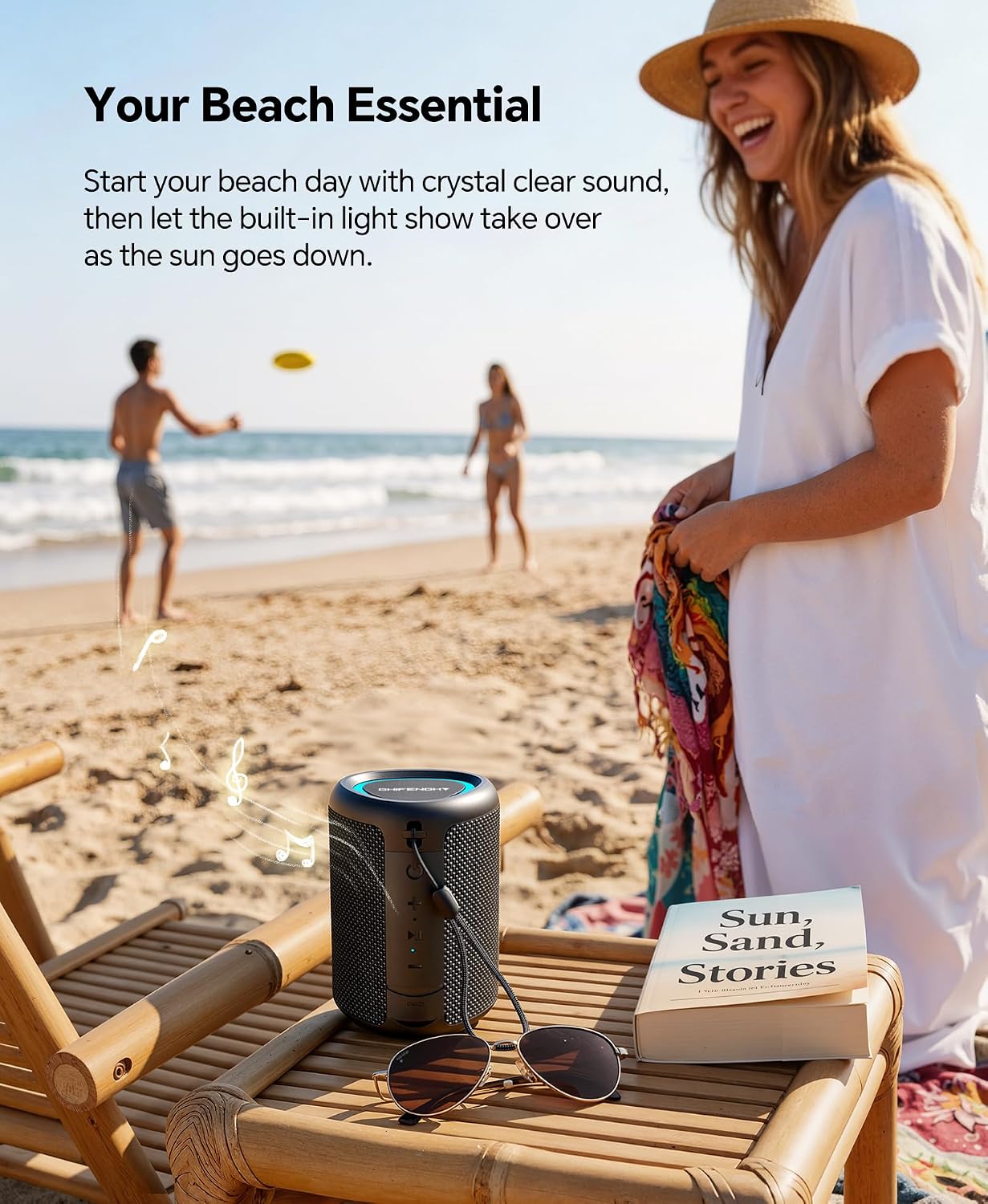 Portable Bluetooth Speaker Beach Essentials: IPX5 Waterproof for Outdoor | Powerful HD Sound,Dynamic Light,All Day Playtime,Wireless BT 5.3,TWS Pairing,Travel|Camping|Pool Accessorie,School Supplies - Image 5