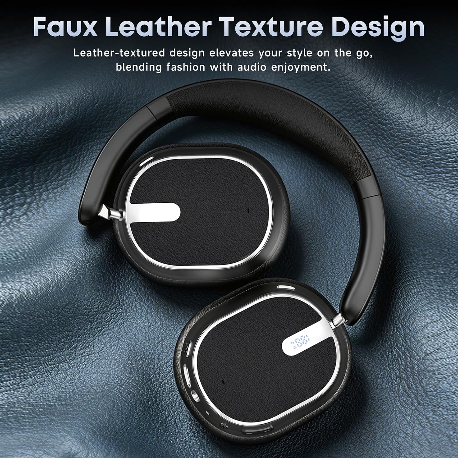 Hybrid Active Noise Cancelling Bluetooth Headphones Wireless Headphones | Over Ear, 120H Playtime, Hi-Res Audio, Deep Bass, Memory Foam Ear Cups for Home Office Travel Black - Image 8